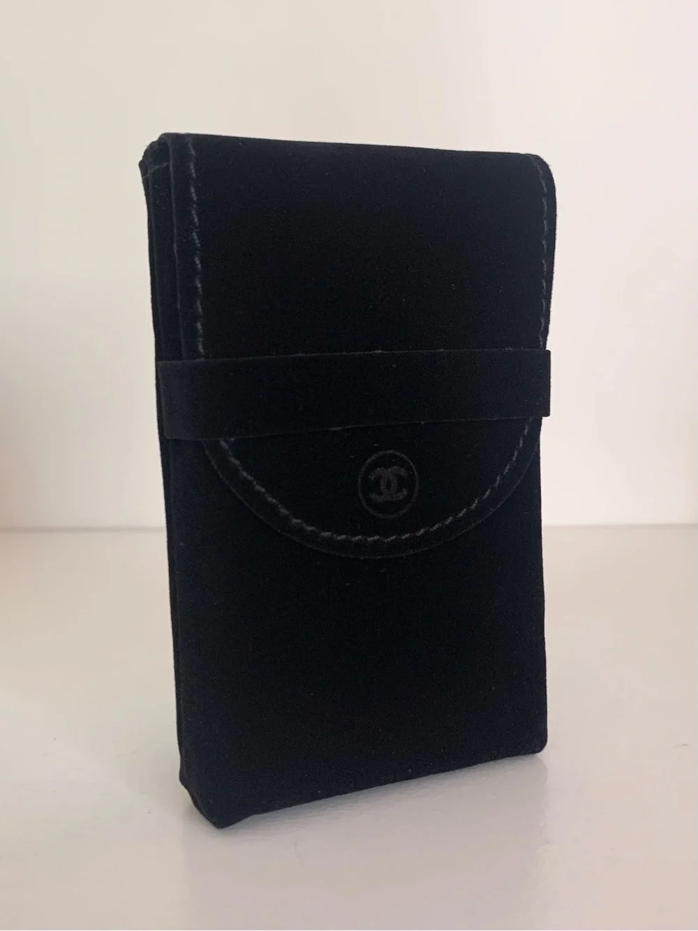 Chanel black velvet pouch case